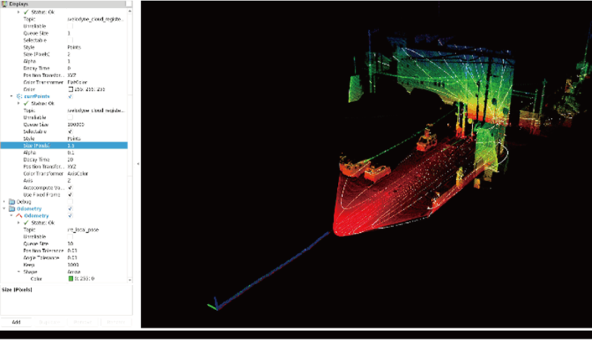 LiDAR SLAMを行った結果をrvizで可視化